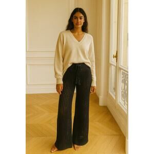 ENSEA S black cashmere sheer pants